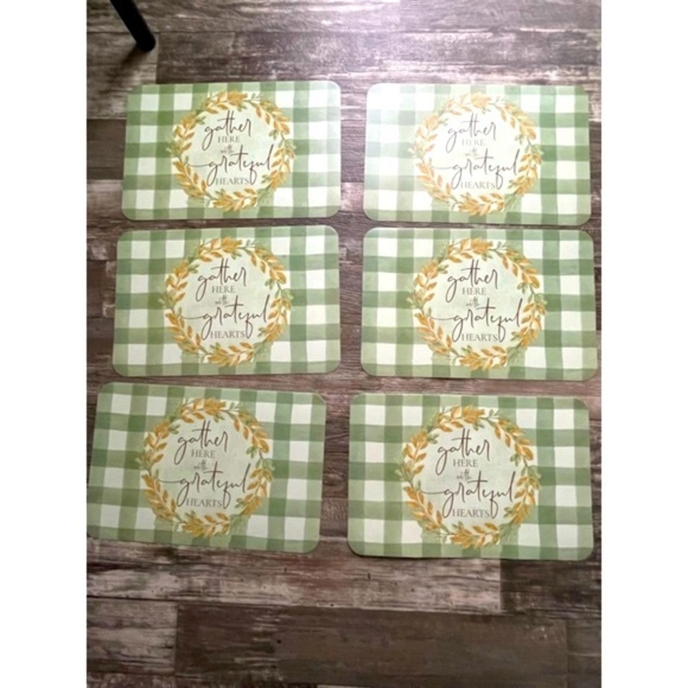 Buffalo Plaid Grateful Hearts Set of 6 Place Mats
